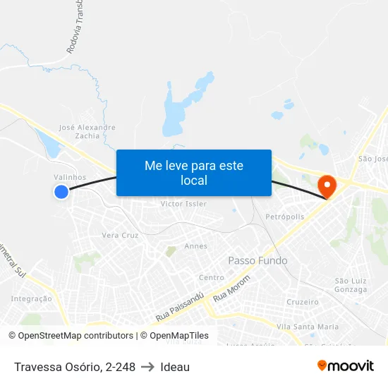 Travessa Osório, 2-248 to Ideau map