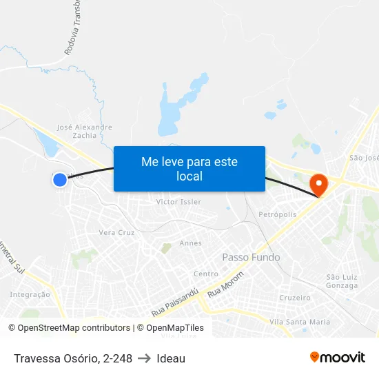 Travessa Osório, 2-248 to Ideau map