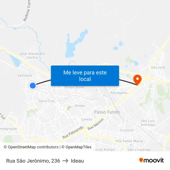 Rua São Jerônimo, 236 to Ideau map
