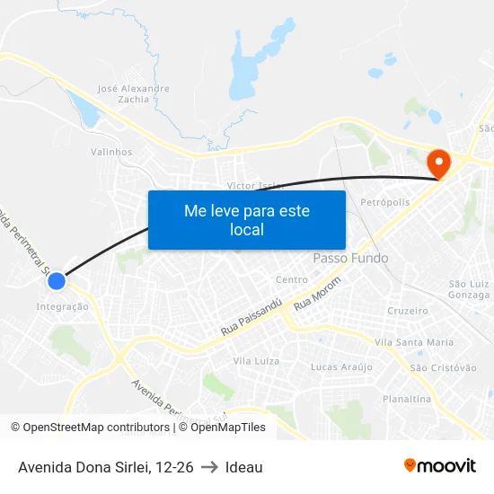 Avenida Dona Sirlei, 12-26 to Ideau map