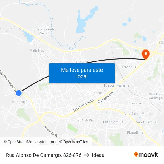 Rua Alonso De Camargo, 826-876 to Ideau map