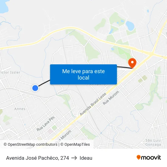 Avenida José Pachêco, 274 to Ideau map