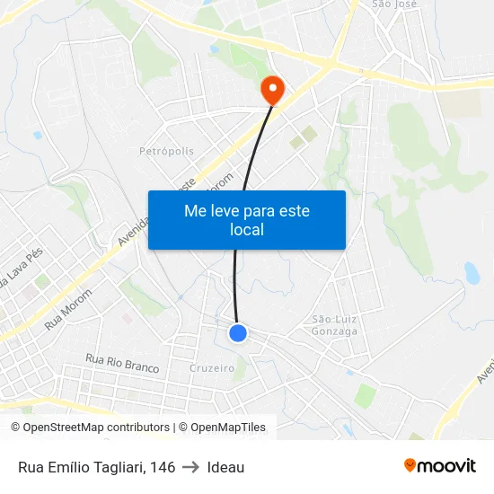 Rua Emílio Tagliari, 146 to Ideau map