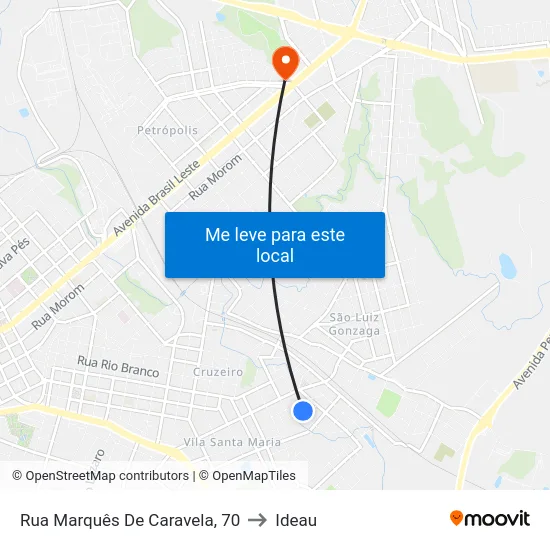 Rua Marquês De Caravela, 70 to Ideau map