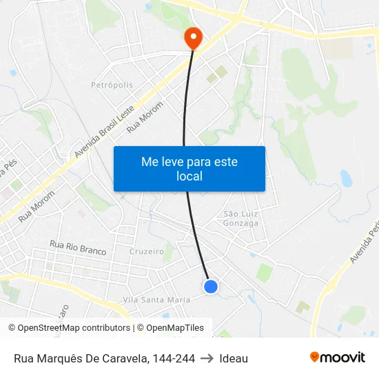 Rua Marquês De Caravela, 144-244 to Ideau map
