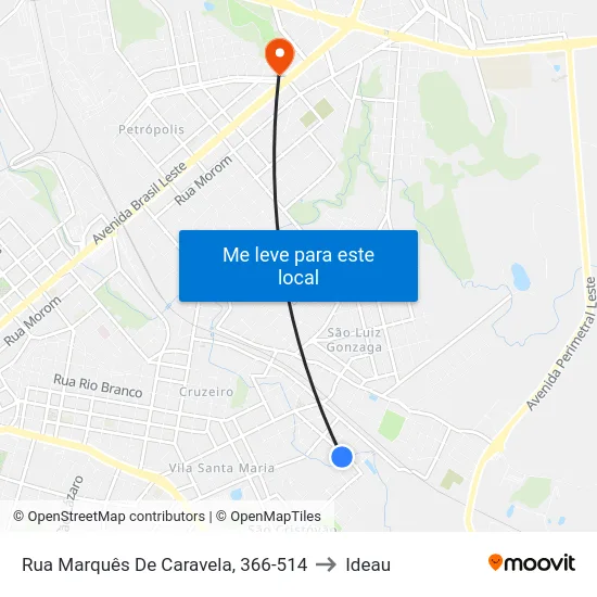 Rua Marquês De Caravela, 366-514 to Ideau map
