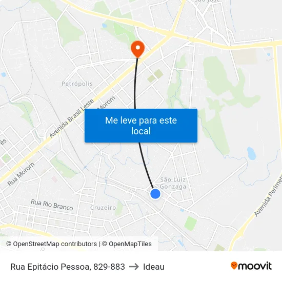 Rua Epitácio Pessoa, 829-883 to Ideau map