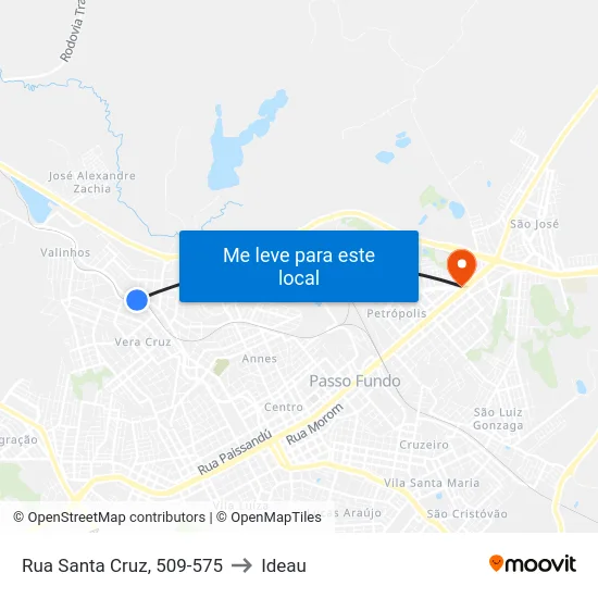 Rua Santa Cruz, 509-575 to Ideau map