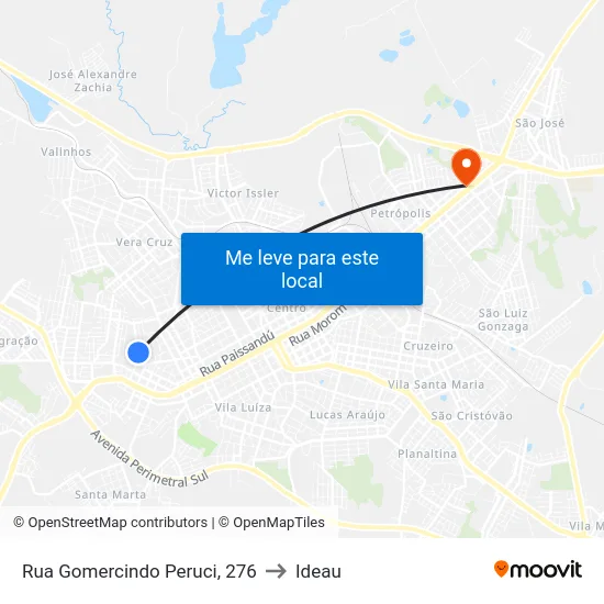 Rua Gomercindo Peruci, 276 to Ideau map