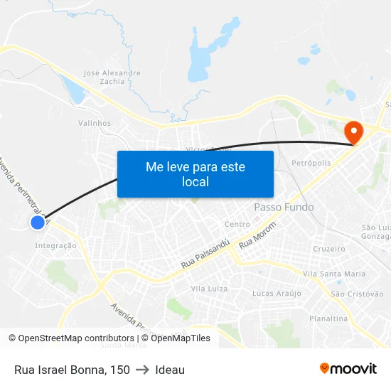 Rua Israel Bonna, 150 to Ideau map