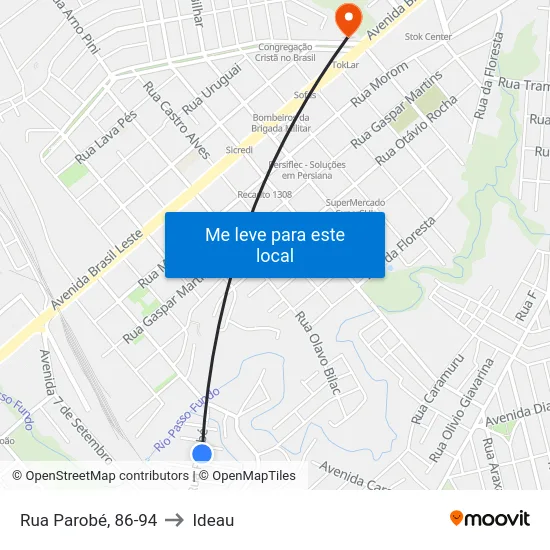 Rua Parobé, 86-94 to Ideau map