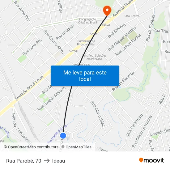 Rua Parobé, 70 to Ideau map