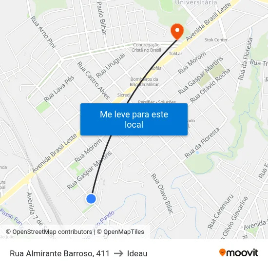 Rua Almirante Barroso, 411 to Ideau map