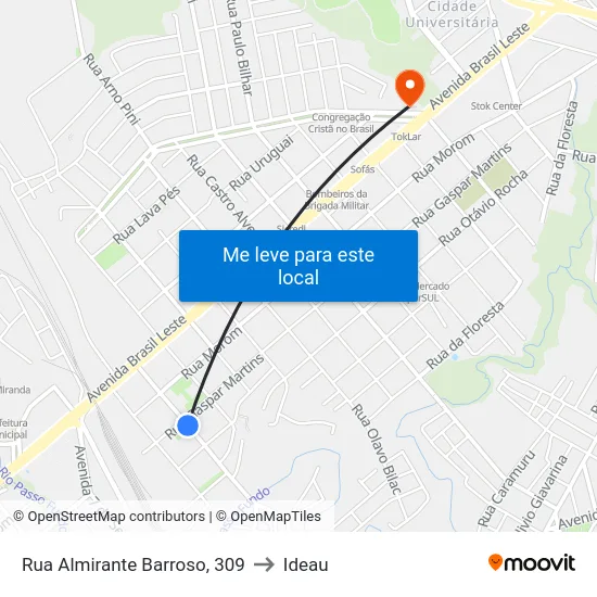 Rua Almirante Barroso, 309 to Ideau map