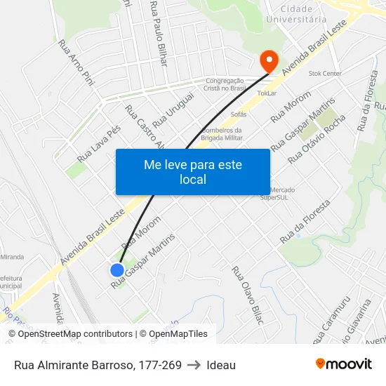 Rua Almirante Barroso, 177-269 to Ideau map