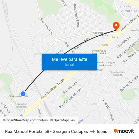 Rua Manoel Portela, 58  - Garagem Codepas to Ideau map