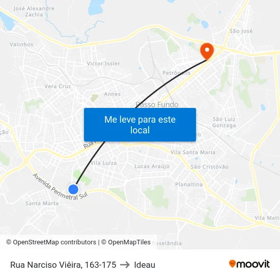 Rua Narciso Viêira, 163-175 to Ideau map