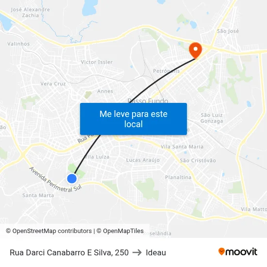 Rua Darci Canabarro E Silva, 250 to Ideau map