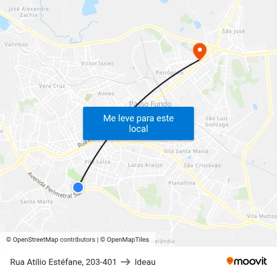 Rua Atílio Estéfane, 203-401 to Ideau map