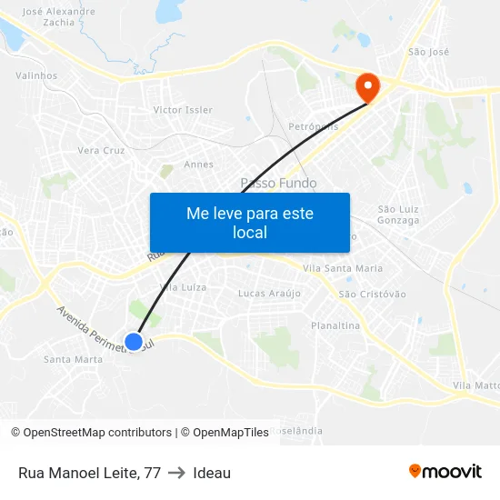Rua Manoel Leite, 77 to Ideau map