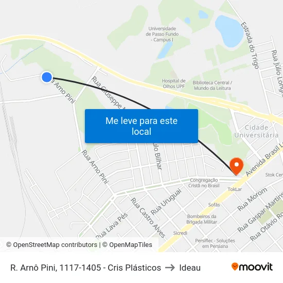 R. Arnô Pini, 1117-1405 - Cris Plásticos to Ideau map