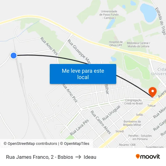 Rua James Franco, 2 - Bsbios to Ideau map