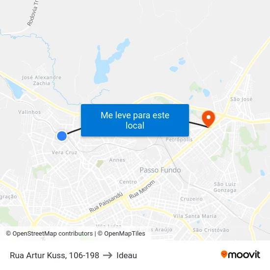 Rua Artur Kuss, 106-198 to Ideau map