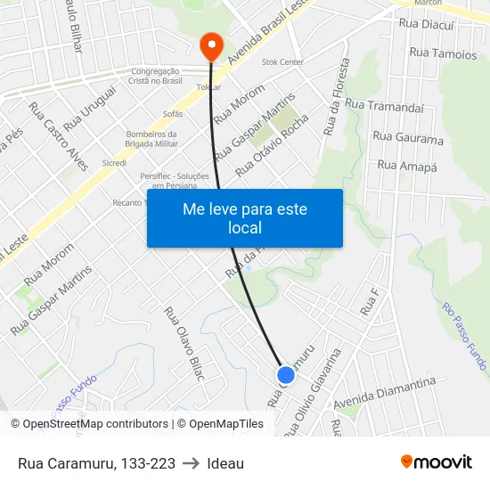 Rua Caramuru, 133-223 to Ideau map