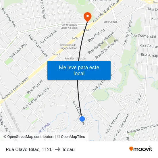 Rua Olávo Bilac, 1120 to Ideau map