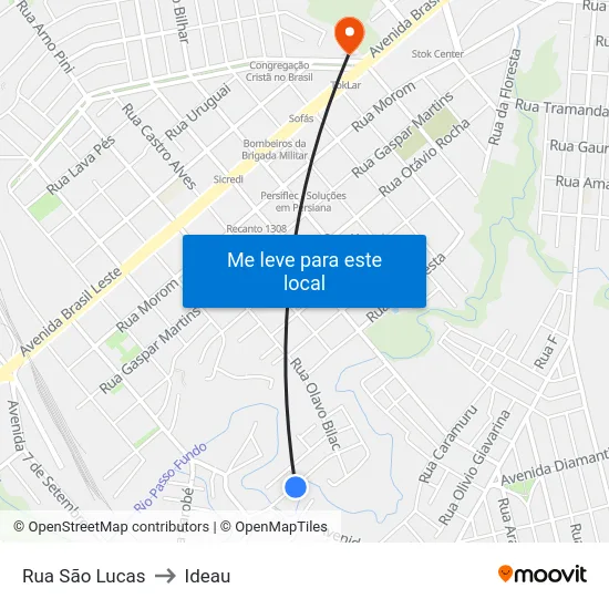 Rua São Lucas to Ideau map