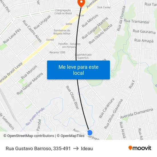 Rua Gustavo Barroso, 335-491 to Ideau map
