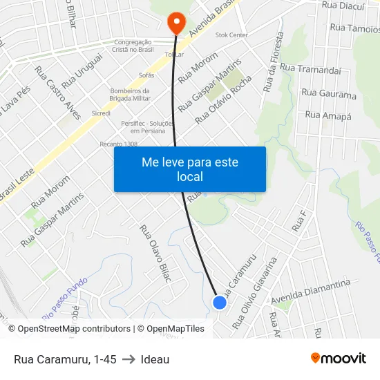 Rua Caramuru, 1-45 to Ideau map