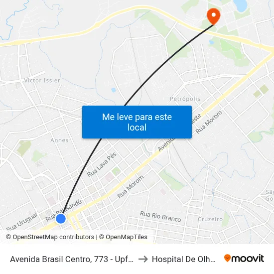 Avenida Brasil Centro, 773 - Upf Idiomas to Hospital De Olhos Upf map