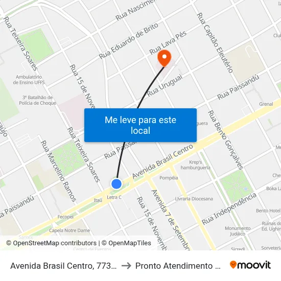 Avenida Brasil Centro, 773 - Upf Idiomas to Pronto Atendimento Prontoclínica map