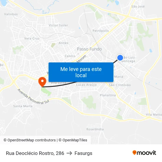 Rua Deoclécio Rostro, 286 to Fasurgs map