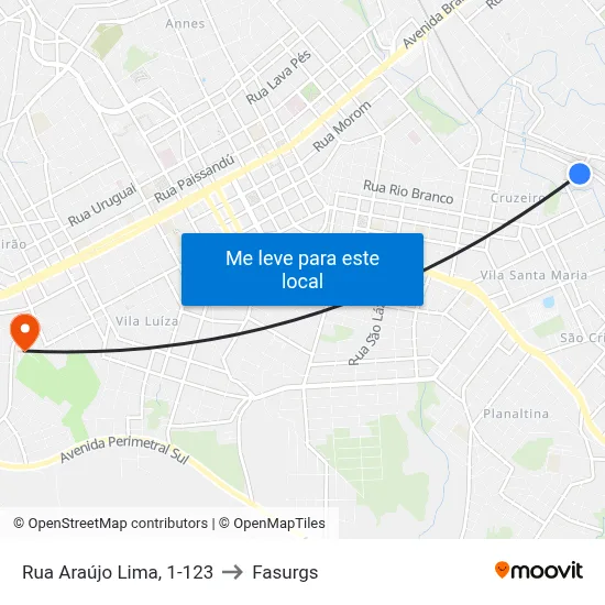 Rua Araújo Lima, 1-123 to Fasurgs map