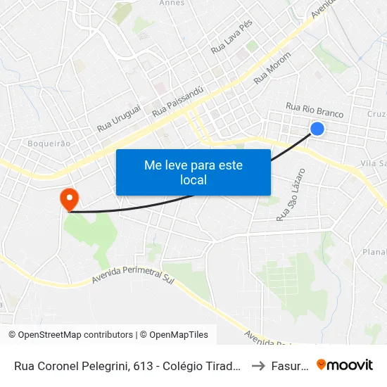 Rua Coronel Pelegrini, 613 - Colégio Tiradentes to Fasurgs map