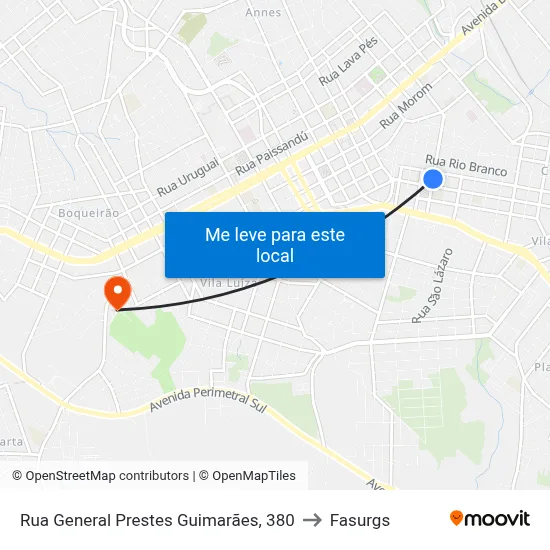 Rua General Prestes Guimarães, 380 to Fasurgs map