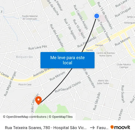Rua Teixeira Soares, 780 - Hospital São Vicente De Paulo to Fasurgs map