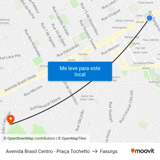 Avenida Brasil Centro - Praça Tochetto to Fasurgs map