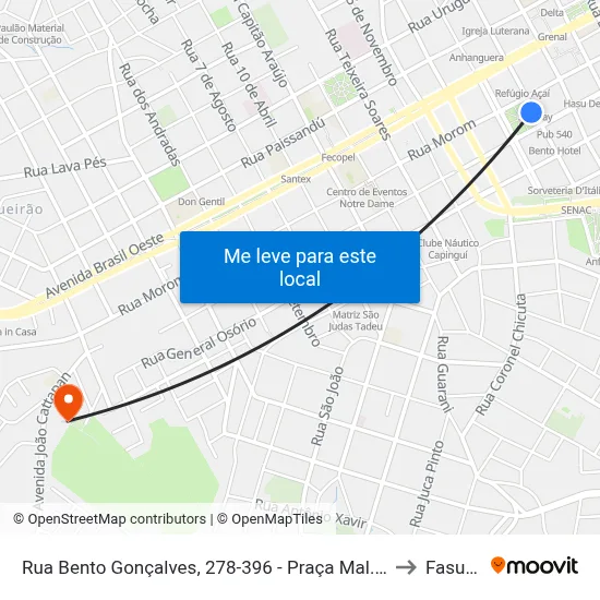 Rua Bento Gonçalves, 278-396 - Praça Mal. Floriano to Fasurgs map