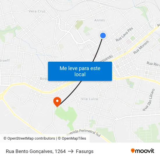 Rua Bento Gonçalves, 1264 to Fasurgs map