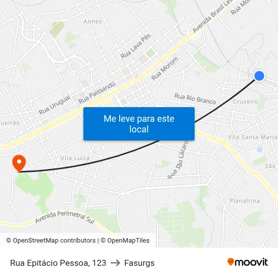 Rua Epitácio Pessoa, 123 to Fasurgs map