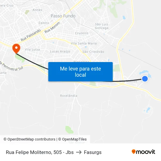 Rua Felipe Moliterno, 505 - Jbs to Fasurgs map