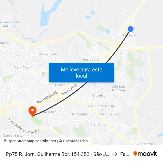 Pp75 R. Jorn. Guilherme Bor, 154-352 - São José(Proximo À Horta Municipal) to Fasurgs map