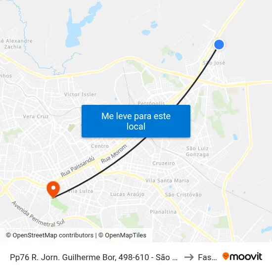 Pp76 R. Jorn. Guilherme Bor, 498-610 - São José(Mercado Paraná) to Fasurgs map