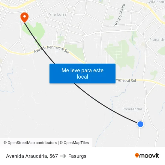 Avenida Araucária, 567 to Fasurgs map