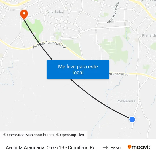 Avenida Araucária, 567-713 - Cemitério Roselândia to Fasurgs map