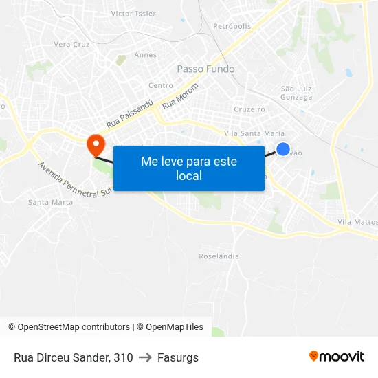 Rua Dirceu Sander, 310 to Fasurgs map
