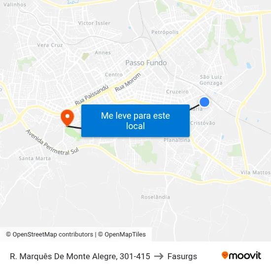 R. Marquês De Monte Alegre, 301-415 to Fasurgs map